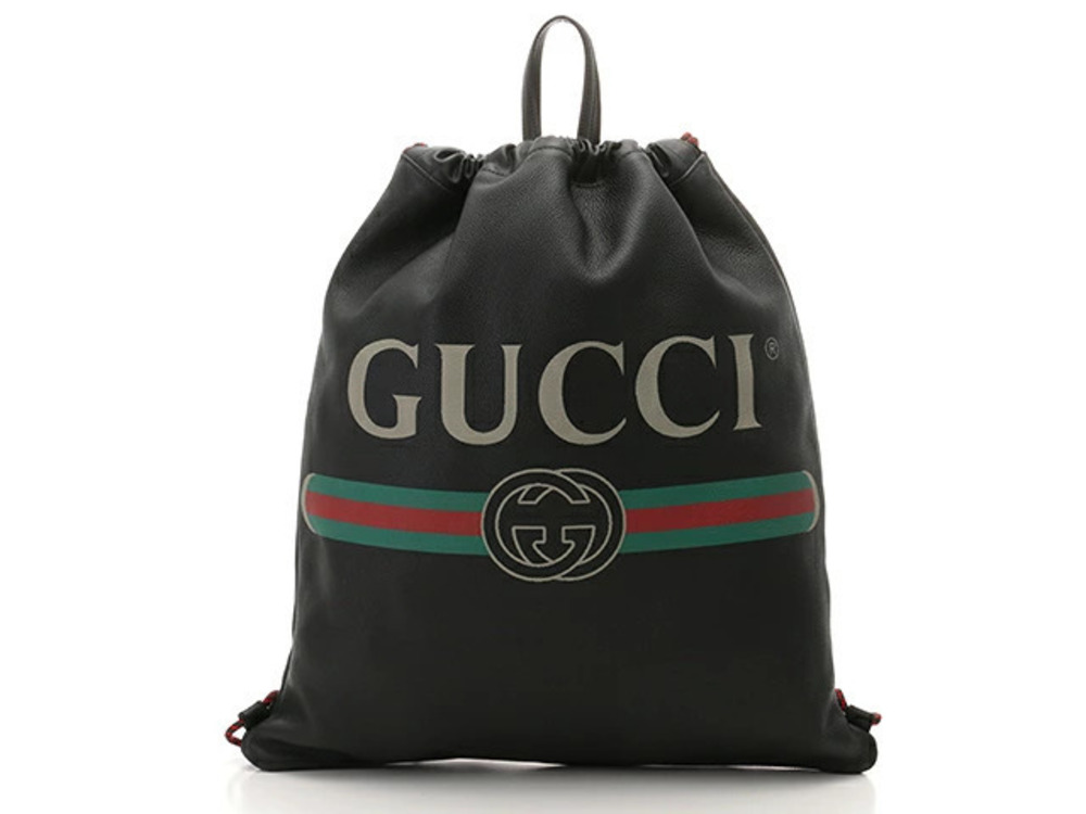 Gucci Tote Bag Webbing Black Embossed Leather